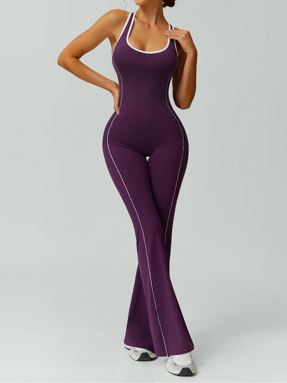 Women's Plum Racerback Flared Jumpsuit